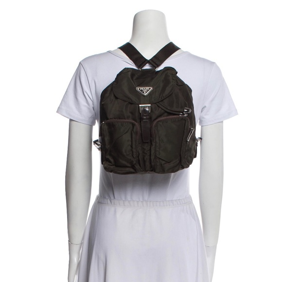 Prada Handbags - PRADA MINI TESSUTO DRAWSTRING BACKPACK KHAKI EXPRESSO 100% AUTHENTIC